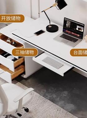 现代简约式电台脑桌家用PIS书学习办公桌室卧小户型白色烤漆笔记