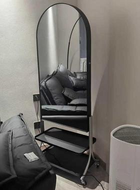 中古穿衣镜可移全身镜旋NKE架杂志一体卧室收纳落地动镜书架置转