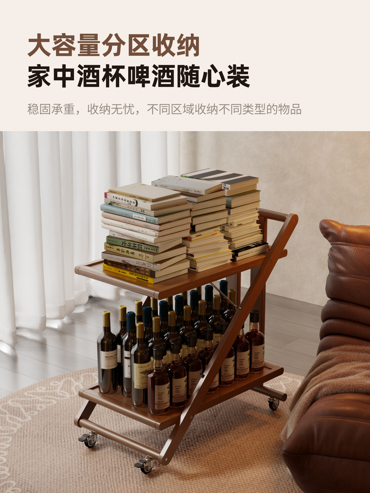 实木折叠移动茶几客厅沙发边几图片