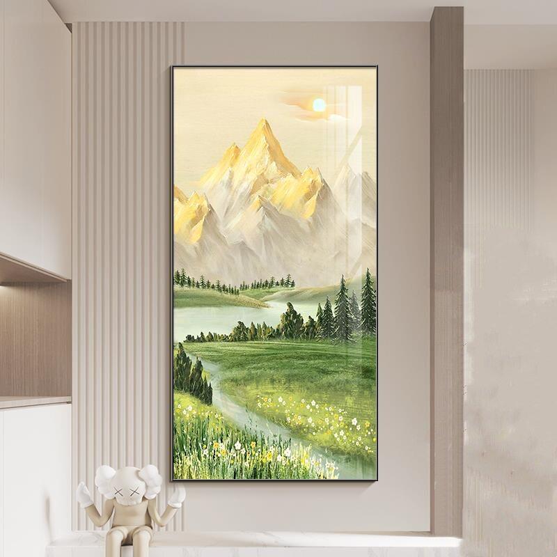 日照金入户画玄山关装饰画ZWX山水走风景油客厅壁画廊过道级感挂