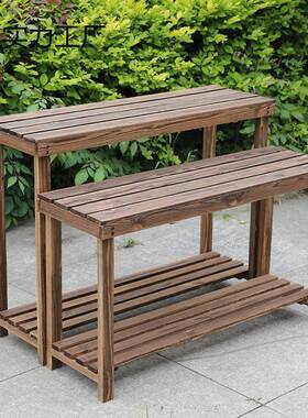 架花架置物实木碳层化阶梯多阳落地防腐木台室PYV内户外绿萝花盆