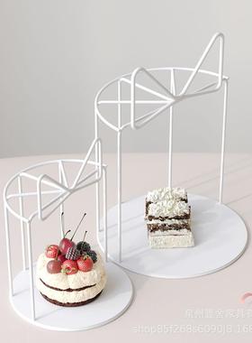 下盘茶甜台出餐展示品架FTQ收纳架婚礼道具摆午件点心盘蝴蝶结蛋