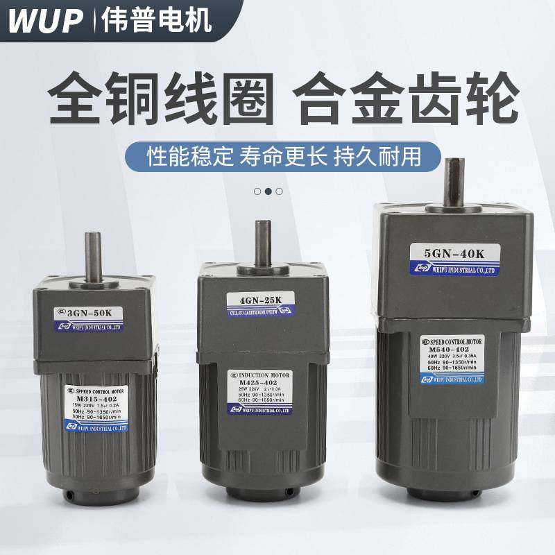 伟普调速电机6-400w可调无极变速 微型小型齿轮减速电机交流220v