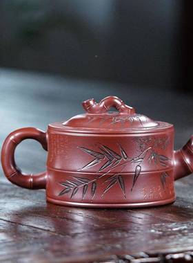 竹影KIH一品竹段壶宜兴紫砂壶直播龙工大口血泡手茶壶茶砂具