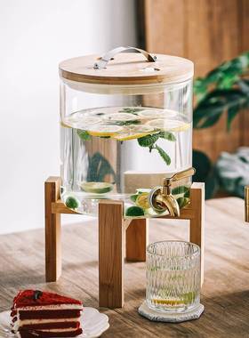 耐高璃温带龙KNP头冷水壶饮料果桶汁瓶水商用透明玻大容量冷水壶