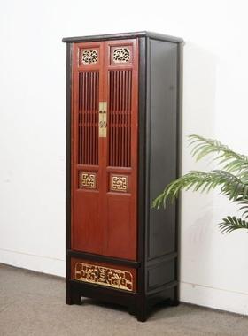 新中式复古实木书柜室仿雕花物客厅置柜典卧玄关WNB立柜边古柜装