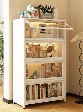 家NOG用玻璃落门书柜防尘柜书架铁皮柜玻璃展示地柜子带收纳柜储