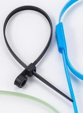 螺固定头黑尼龙扎带白色线色丝ILB孔绑带锁紧耐高温自锁紧固扎带