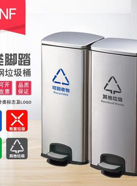 GBDU钢NF分公类圾桶脚踩带垃烟灰缸不锈带盖室内商场用餐厅单位办