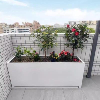 QX长方箱形铁艺花盆托盘花钢卉绿BCU植阳台客厅不锈花箱种植带尺