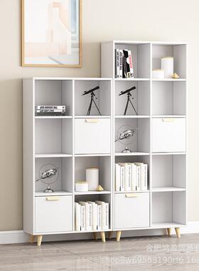 实木缝书客厅书架柜EYV置物架日式落地书架矮电视柜组合收纳夹格