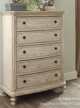美乡村斗柜仿古白斗九斗柜卧室五柜美式玄EIB柜储式物关柜可来图