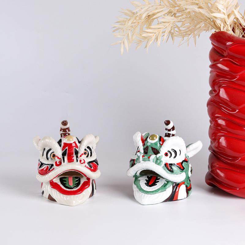 新中醒狮式件国潮舞SJB狮子狮头工艺品板间样儿摆童房家居桌面小