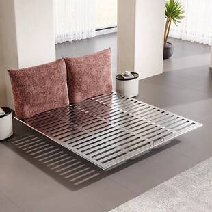 Mollale意式极简花瓣悬浮床主卧高端布艺床1.8米钢架双人齐边婚床