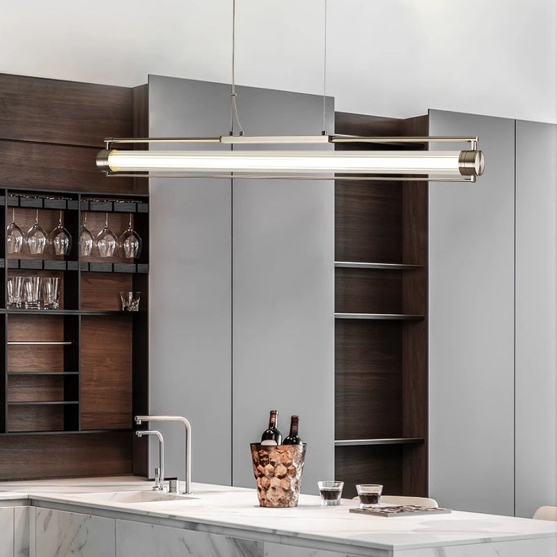 设计师餐厅吊灯中古包豪斯创意餐桌吧台极简一字办公室长条玻璃灯