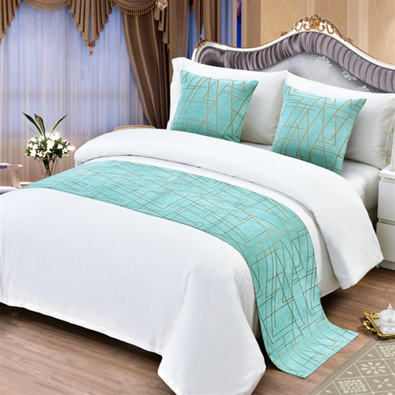 高档奢华简约中式时尚家用卧室宾馆酒店床上床旗床尾巾床尾毯床盖