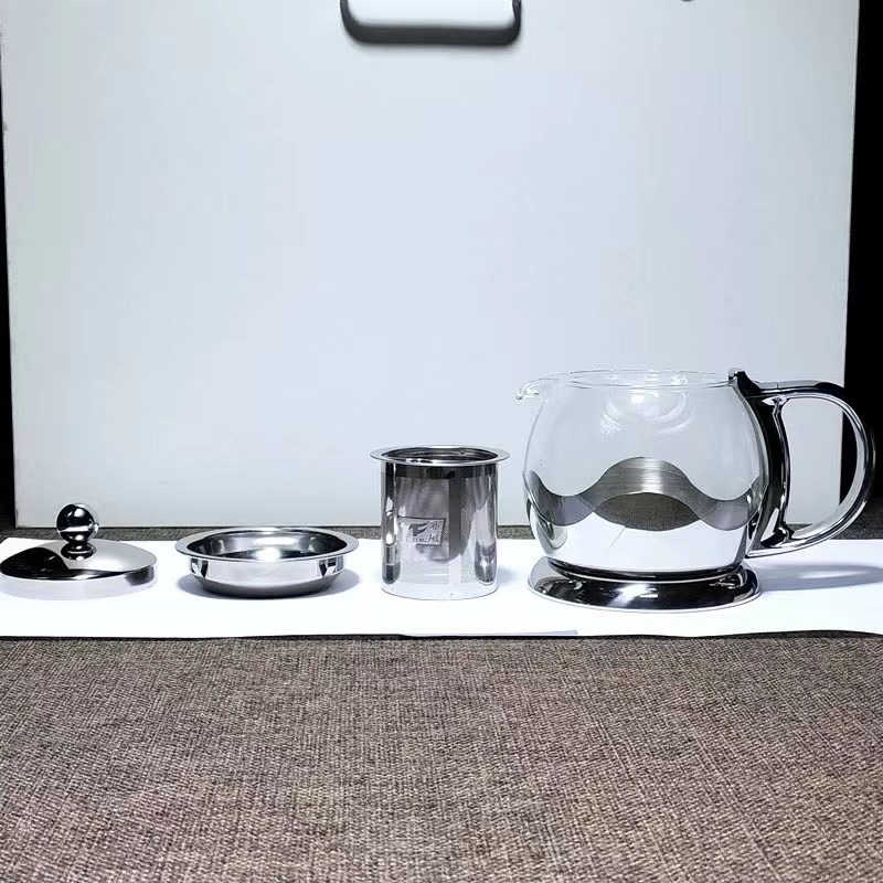 雅风耐高温加厚玻璃泡茶壶不锈钢过滤花茶红茶冲茶器家用玻璃茶壶