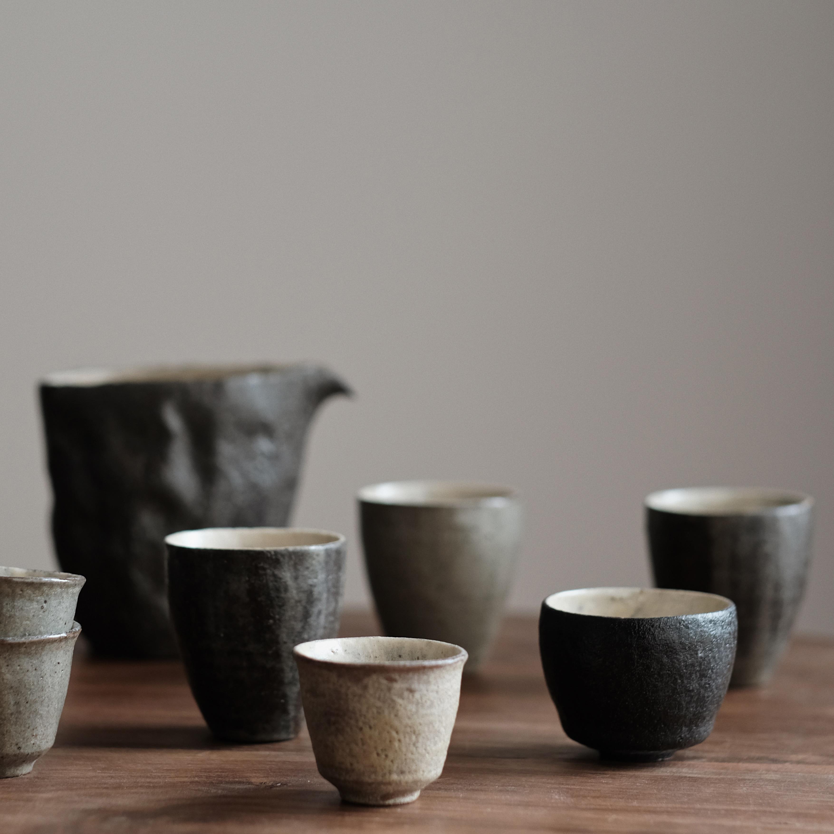 不亦室 覆今云龙 陶作者灰釉 茶杯品茗杯闻香杯 粗陶 全手工印坯