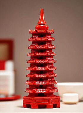 天然朱砂9层九层13层红色文昌塔摆件客厅办公室工艺礼品摆饰送礼