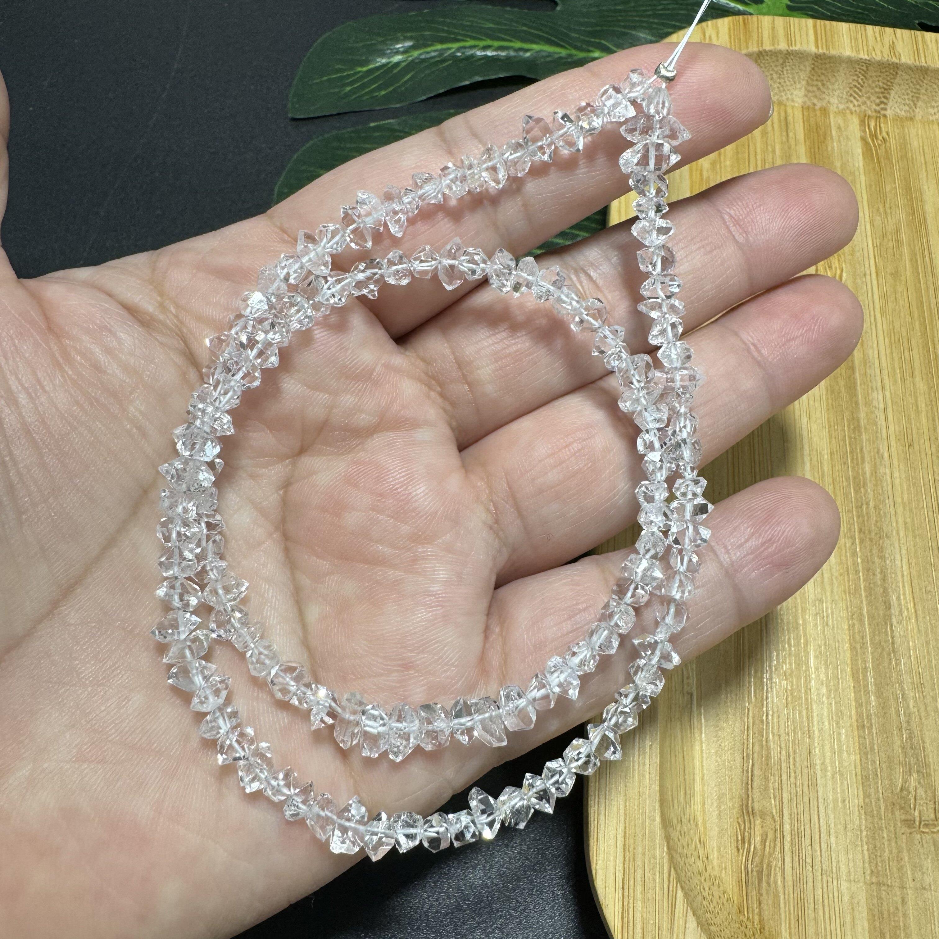 天然赫尔基蒙水晶闪灵钻半成品散珠DIY项链手链饰品配珠白水晶