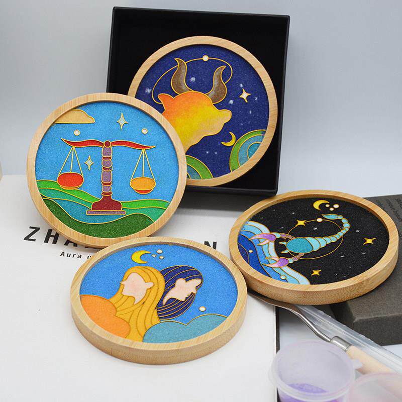 成品|杯垫材料包 掐丝珐琅十二星座diy手工定制团建礼品学生作业