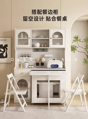 WX实木-2fc奶油风饭意式简白色实木折叠餐岩极板桌椅组合餐厅吃桌