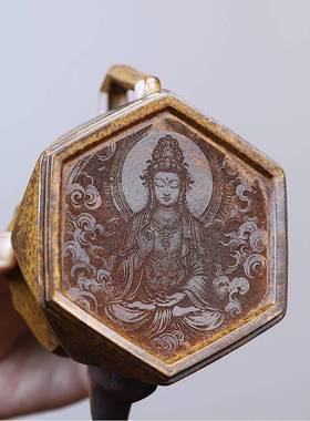 钻僧帽手17094工刻播画柴烧茶壶宜兴石砂壶工堂直供货紫源头茶具