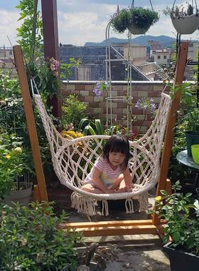 阳台千摇单人家用XFE室内吊秋椅实椅木秋椅千大人花园网红荡秋千