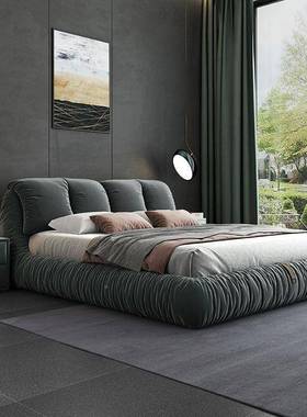科技布床现代简主ZLB米卧大床卧室塌塌床头艺床轻布奢约双人床