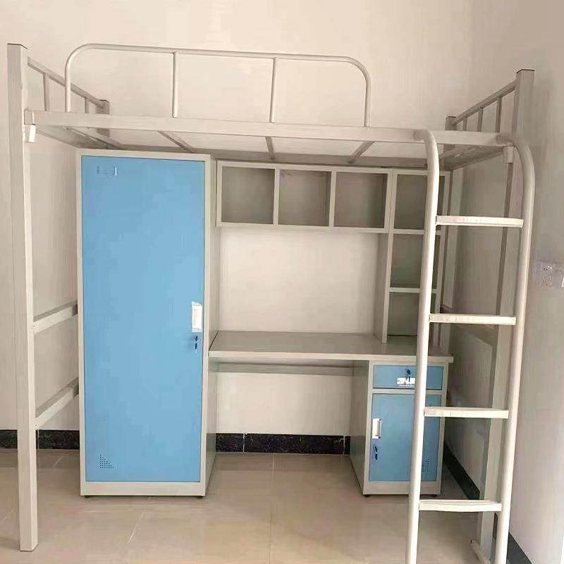HLN学生舍下铺铁床简约带上能书桌衣柜上床下宿桌高低多功组合公