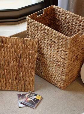 葫芦草织收纳筐衣篮方形编篮脏衣篓家脏用洗衣衣服LRJ玩具杂物储