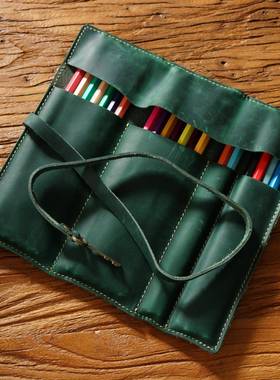 复MLI古质笔盒系绳铅皮带钥笔袋学生文具收纳匙卷包简约文艺笔盒