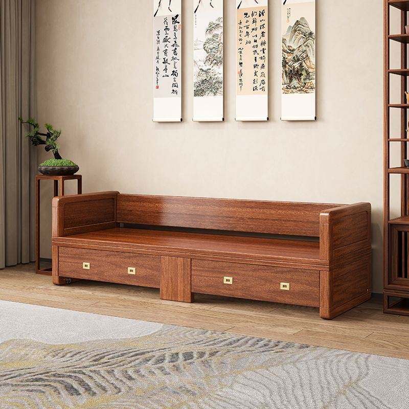 新中式实木带抽屉推拉伸缩折叠沙发床多功能客厅小户型两用沙发床