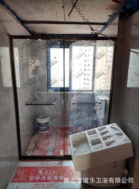 酒店公断寓淋浴房弧扇形推拉门移门简LHN易浴室隔玻整钢体化璃洗