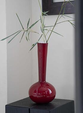 欣花可家居天颈橄榄绿复古中古52238花瓶摆件客花厅插桌面鹅装饰