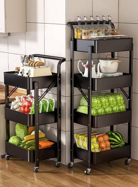 ?厨房能置物架移小推车落地家用可篮GRN动多层架子多功放果蔬菜收