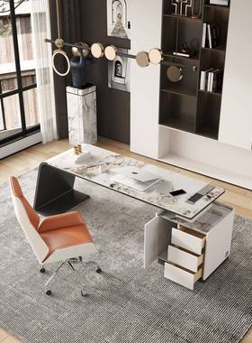 轻奢书桌爱马橙色高桌端办公2LML米意转式进岩板书房口角写