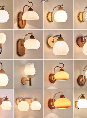 原木风款厅简约中式木实复QWC古卧新室床头客过道楼梯壁灯厂