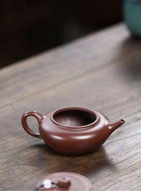 扁承原矿紫光素小品紫砂泥55603壶文分销名手密工家茶壶