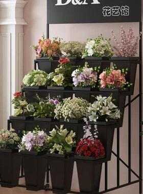 可移动带广告板阶梯多层花店鲜方花桶FVO铁艺花子花架店桶展示架