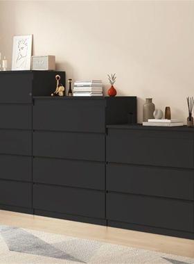 轻奢斗家用卧室抽屉柜物柜客厅储意收OAO式黑色六斗纳柜