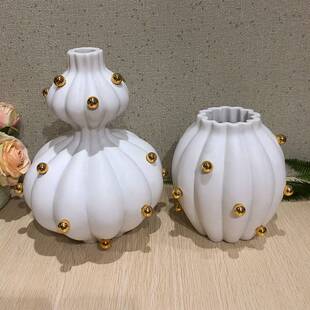 树脂创意花瓶摆饰酒店客厅饰品不锈钢花器 欧式树脂摆件艺术