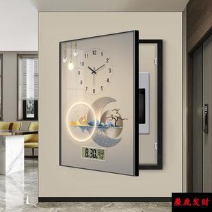 轻奢羽毛电表箱装饰画现配代简带钟表万年历遮挡电箱子电钟478挂