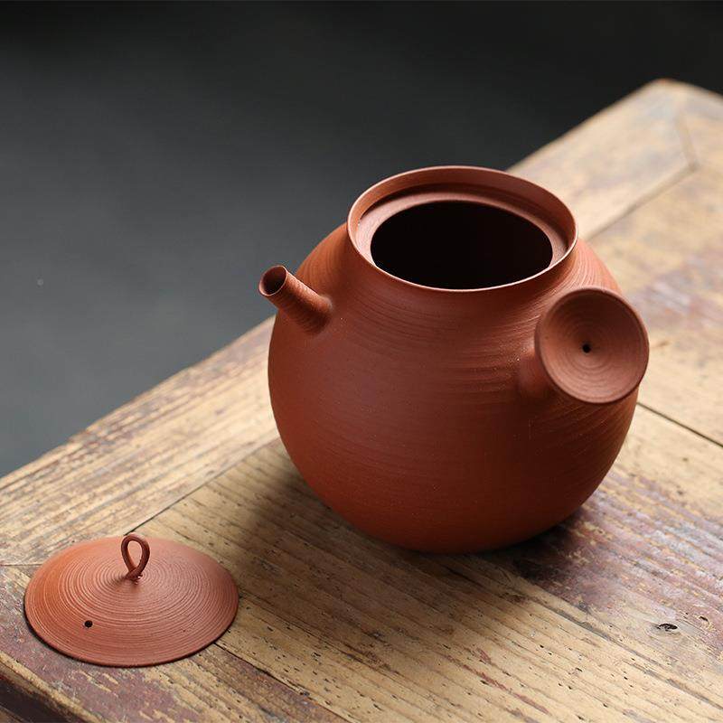 夫茶手工炉煮茶壶炭功夫陶砂铫壶手工砂铫KKQ壶红泥小茶壶侧工把