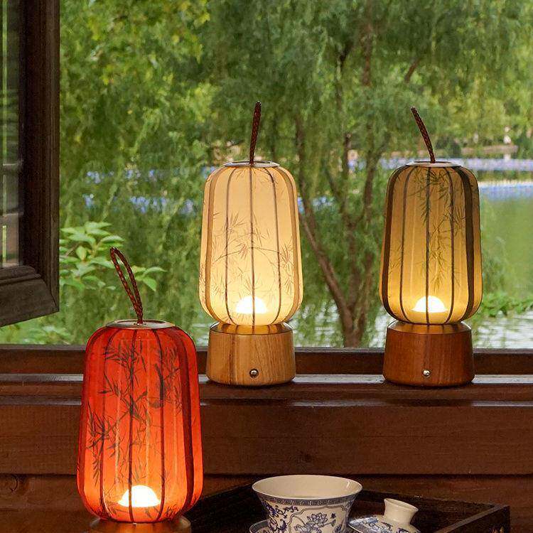 新中式禅意复古台灯小夜灯手提可移动无线古风桌灯充电触摸氛围灯