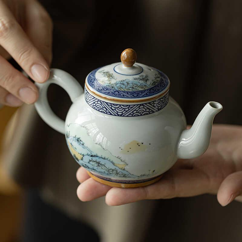 仿古小手具青花瓷茶壶单个家用过滤冲茶套UUC绘装容量陶瓷功夫泡