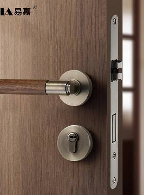 门中式胡桃木室门锁室内家用卧复房门锁具58F71/72古分体磁吸静音