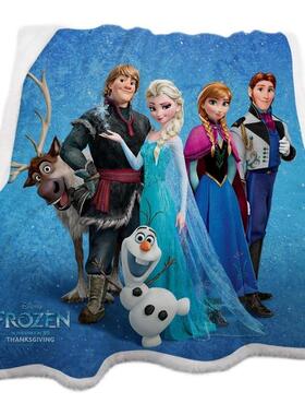 冰雪奇缘艾莎公午主毛毯双面莎水晶绒幼午睡盖毯女孩儿园爱休BEH