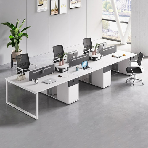 北京办公家具职员办公桌屏风工位带柜办公室员工6人办公桌椅组合