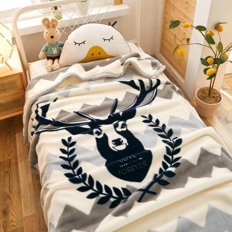 冬季加厚卡通1.5m双层珊瑚绒盖毯拉舍尔毛毯单人大学生毯子绒毯